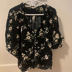 Women’s Blouse | Black with Cream Flowers